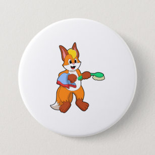 Fox with Towel & Brush 3 Inch Round Button