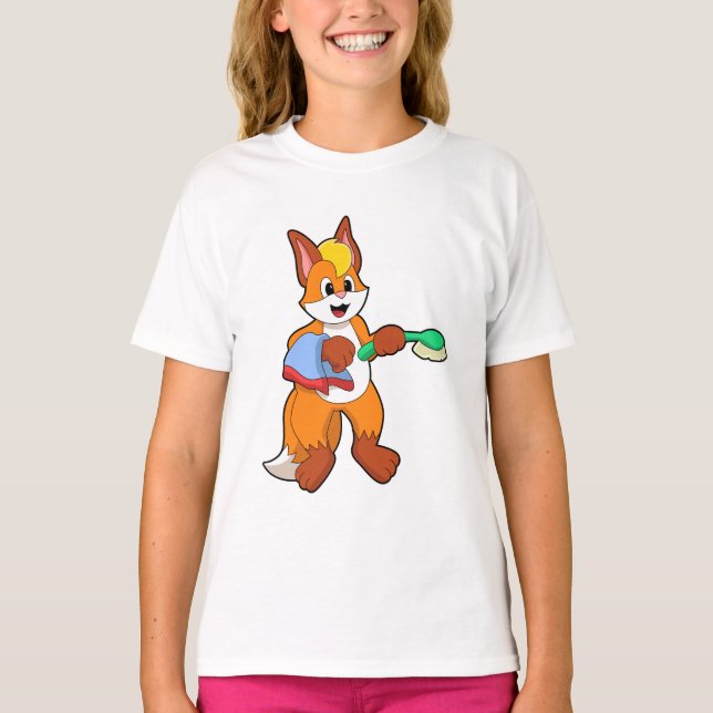 Fox with Towel & Brush T-Shirt (Front)