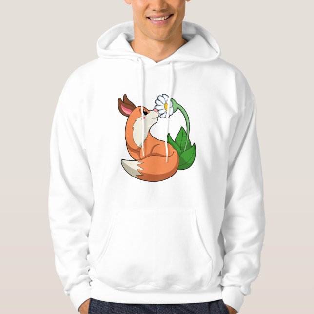 Fox with white Flower Hoodie (Front)