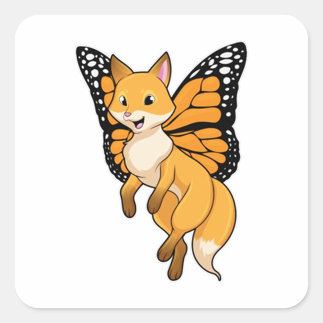 Fox with Wing Square Sticker (Front)