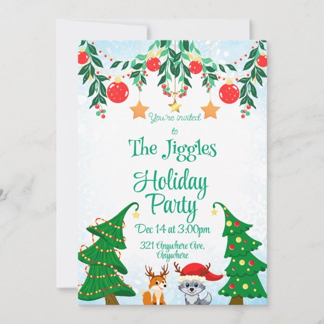 Fox & Wolf Christmas  Invitation (Front)