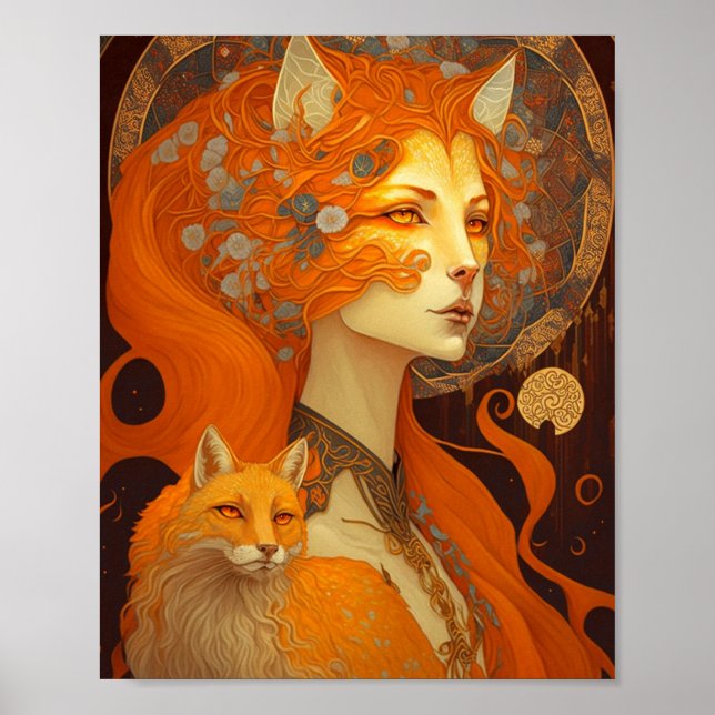 Fox Woman Fantasy Art Poster (Front)