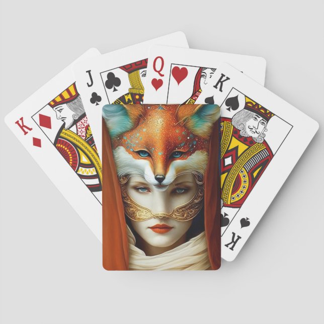 Fox Woman Surreal Fantasy Art Playing Cards (Back)