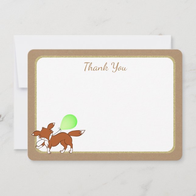 Fox Woodland Birch Tree Baby Shower Thank You (Front)