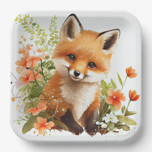 Fox Woodland Birthday Party Baby Shower Paper Plate