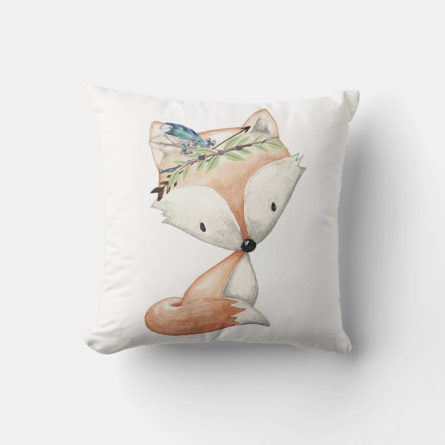 Fox Woodland Boho Baby Boy Nursery Pillow Decor (Front)