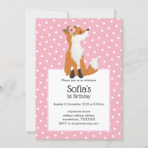 fox woodland, cute invitation