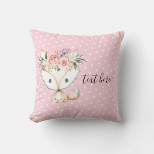 fox woodland, cute throw pillow