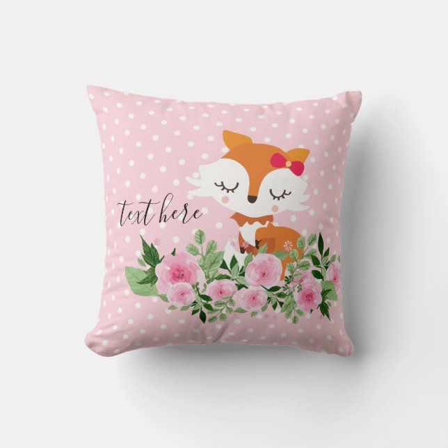 fox woodland, cute throw pillow (Front)