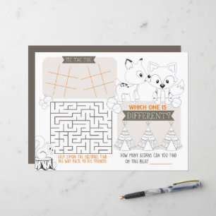 Fox Woodland Kids Placemat Activity Game Sheet