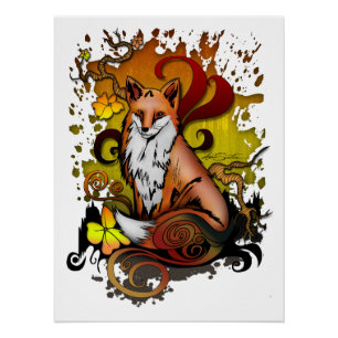 Fox Woodland Poster Print in Cozy Autumn Aesthetic