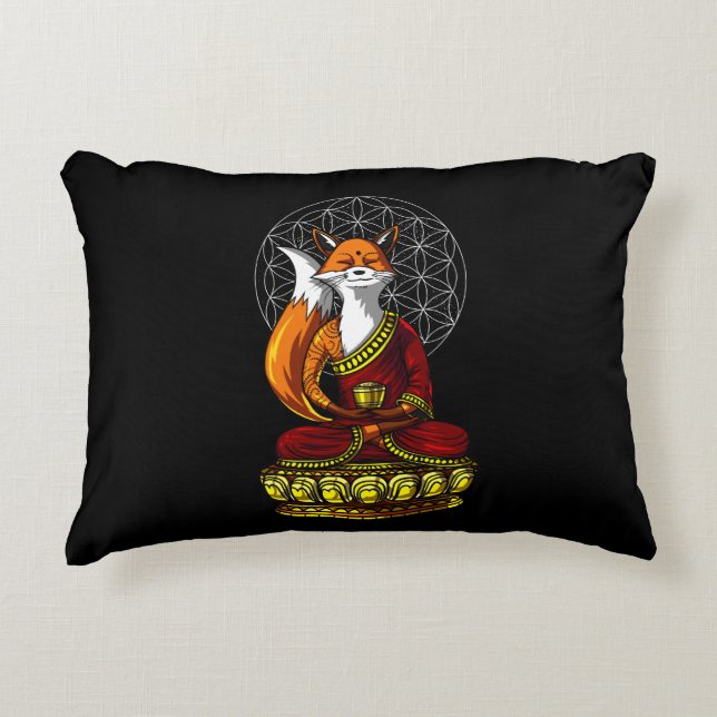 Fox Yoga Zen Meditation Buddha Animal Accent Pillow (Front)