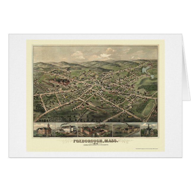 Foxborough, carte panoramique de mA - 1879 (Devant horizontal)