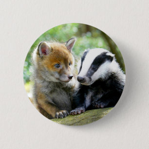 Foxcub & Badger Cute! 2 Inch Round Button
