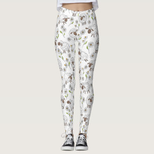 Foxes and buttercups on black leggings