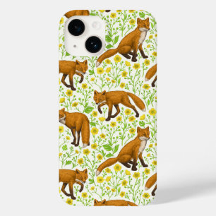 Foxes and buttercups on natural white Case-Mate iPhone 14 case