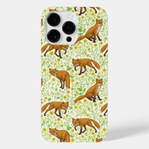 Foxes and buttercups on natural white iPhone 14 pro max case