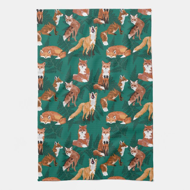 Foxes and Ferns Kitchen Towel (Vertical)