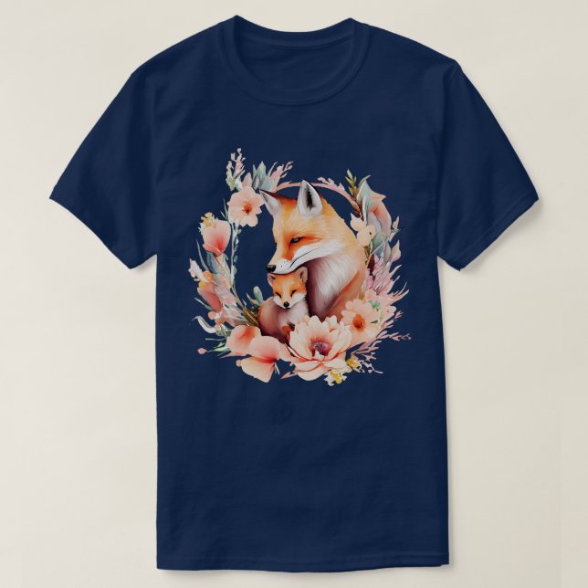 Foxes and flowers T-Shirt (Design Front)