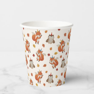 Foxes and Owl Woodland Fall Kids Birthday  Paper Cups