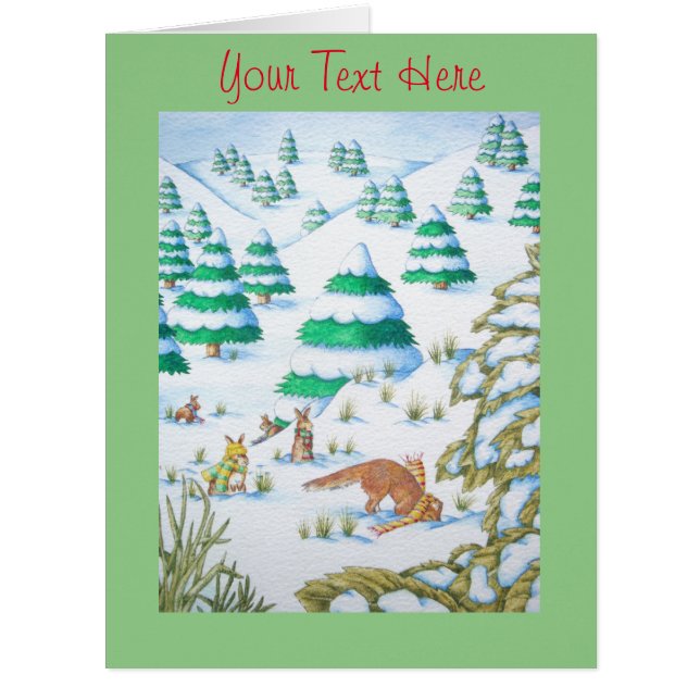 foxes and rabbits playing in the snow christmas (Front)