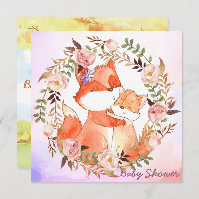 Foxes Baby Shower Invitation (Front/Back)