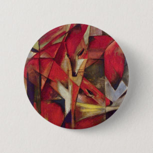 Foxes by Franz Marc, Vintage Abstract Cubism Art 2 Inch Round Button