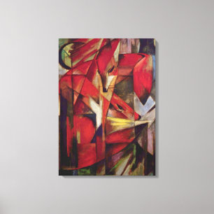 Foxes by Franz Marc, Vintage Abstract Cubism Art Canvas Print