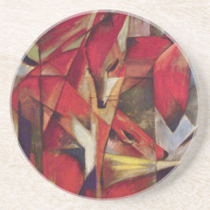 Foxes by Franz Marc, Vintage Abstract Cubism Art Coaster