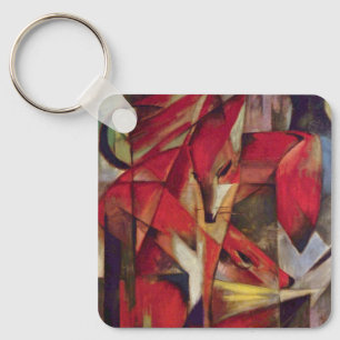 Foxes by Franz Marc, Vintage Abstract Cubism Art Keychain