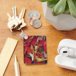 Foxes by Franz Marc, Vintage Abstract Cubism Art Keychain