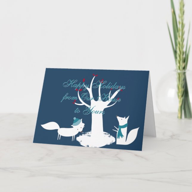 Foxes Christmas Tree From Our House To Yours Holiday Card (Front)