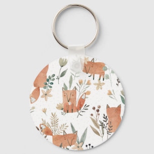 Foxes in Meadows: Watercolor Seamless Keychain