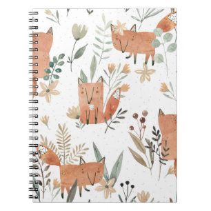 Foxes in Meadows: Watercolor Seamless Notebook