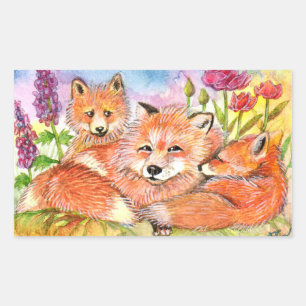 Foxes in the Flower Patch Sticker