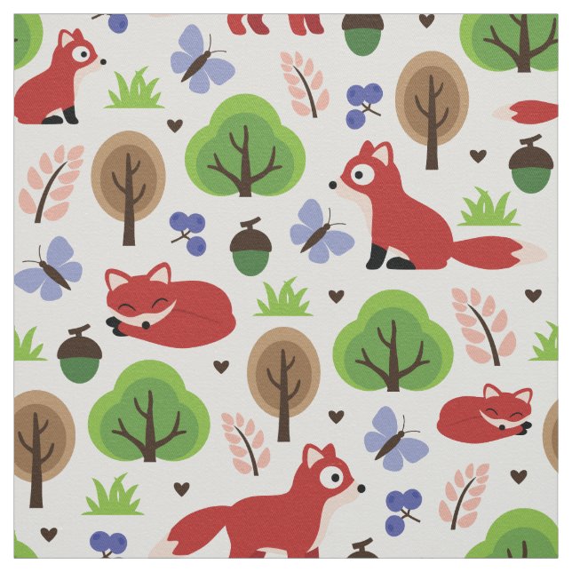 Foxes in the Oak Forest Fabric (Swatch)