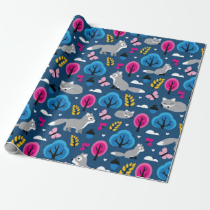 Foxes in the Oak Forest Wrapping Paper