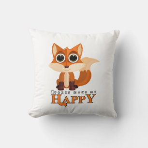 Foxes Make Me Happy Throw Pillow
