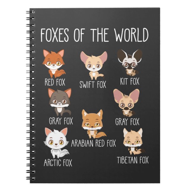 Foxes Of The World Gift for Fox Lover Notebook (Front)