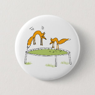 Foxes on Trampoline 2 Inch Round Button