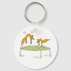 Foxes on Trampoline Keychain