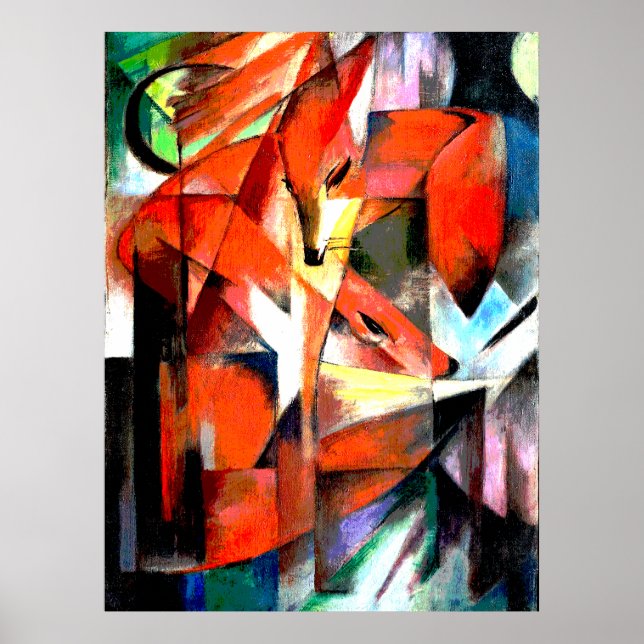 Foxes painting by Franz Marc in digital colouring Poster (Front)