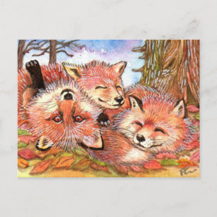 Foxes Play Time Postcard