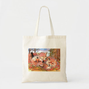 Foxes Play Time Tote Bag