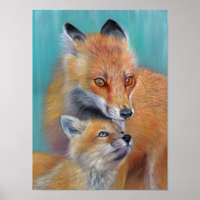 Foxes Print. Under Her Protection. Fox poster (Front)