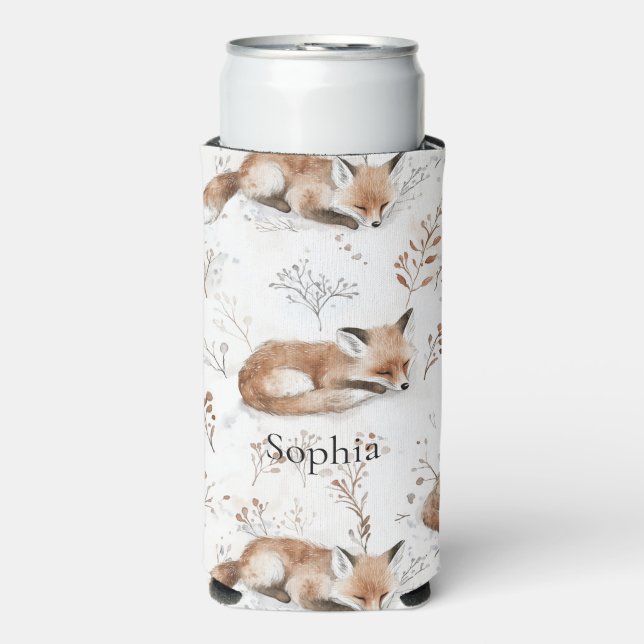 Foxes Woodland Animals Seltzer Can Cooler (Seltzer Front)