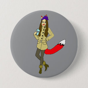 Foxgirl  3 inch round button