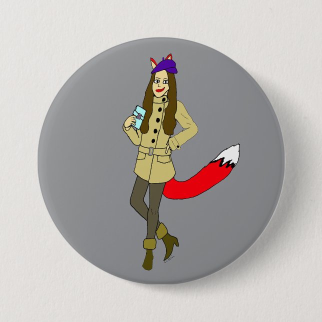 Foxgirl  3 inch round button (Front)
