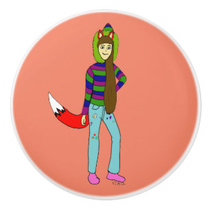 foxgirl   ceramic knob