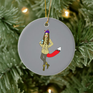 Foxgirl  ceramic ornament